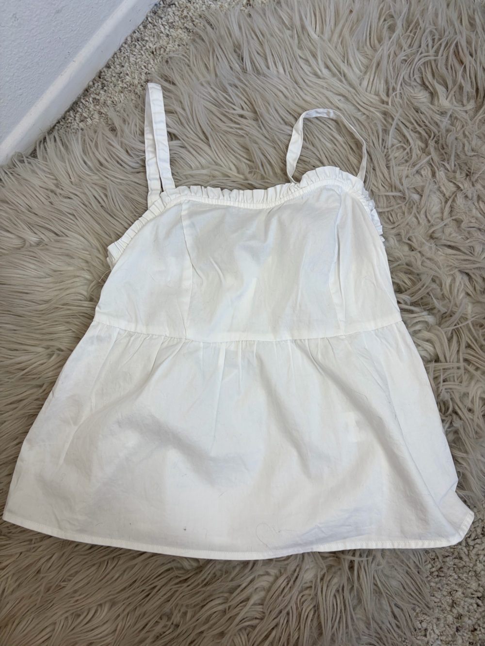 NWT Brandy Melville John Galt White Ruffle Babydoll Cami Tank Cotton